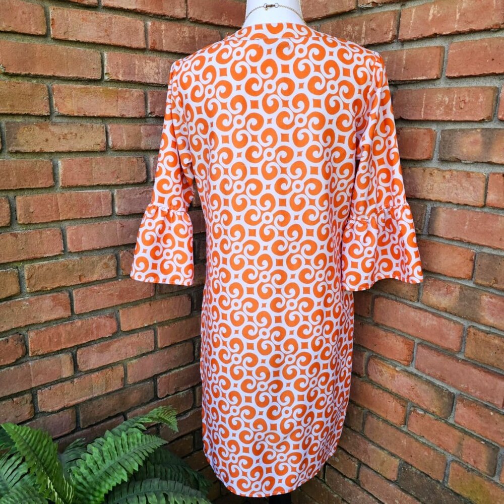 Buckhead Betties Prep Rally Orange & White Parker Dress Size Medium. - Picture 7 of 11